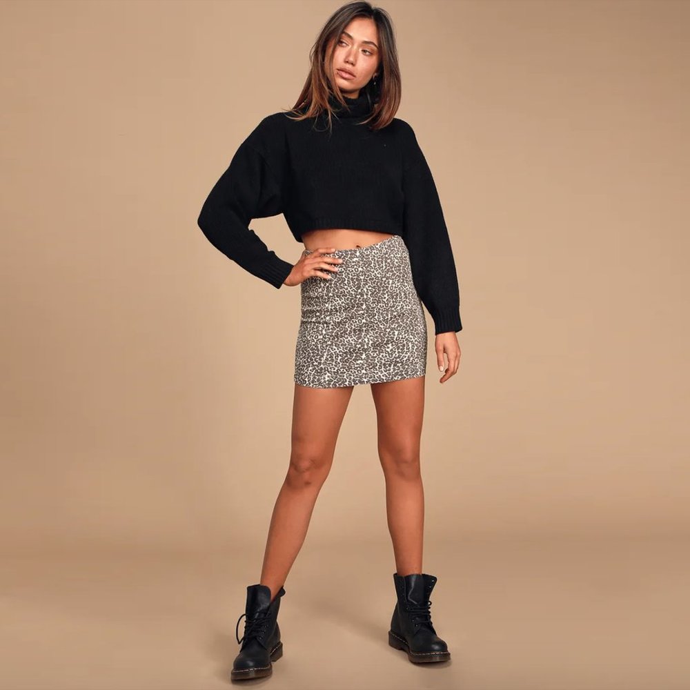 ⚡️SOLD⚡️ free people modern femme animal print denim mini skirt - size 10 - Picture 1 of 7